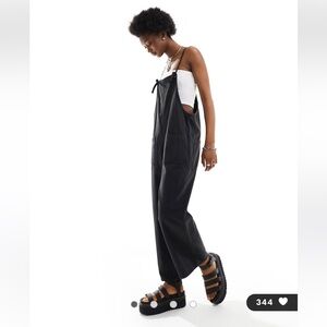 Monki lightweight denim overalls in black